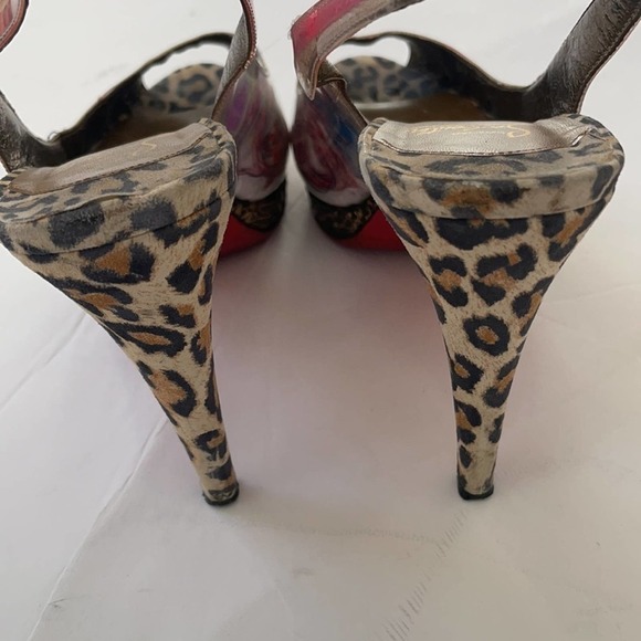 Christian Louboutin beige Animal print winter trash PVC coated platform heels 40 - Picture 9 of 11